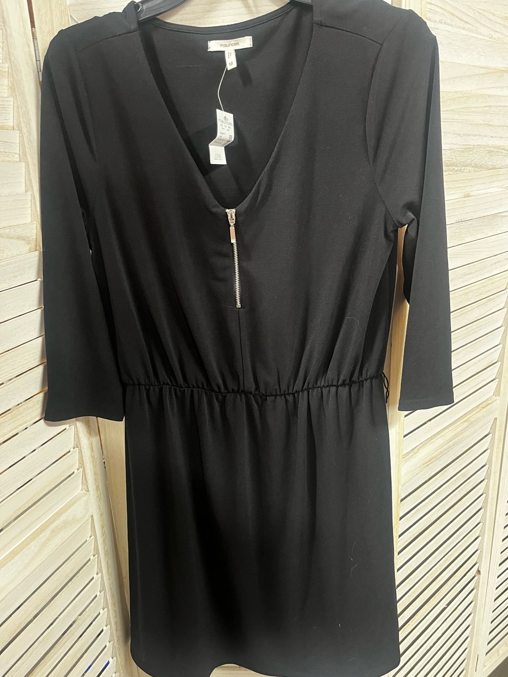 NWT Maurices Black Zip Front Dress Medium (Missing Belt)